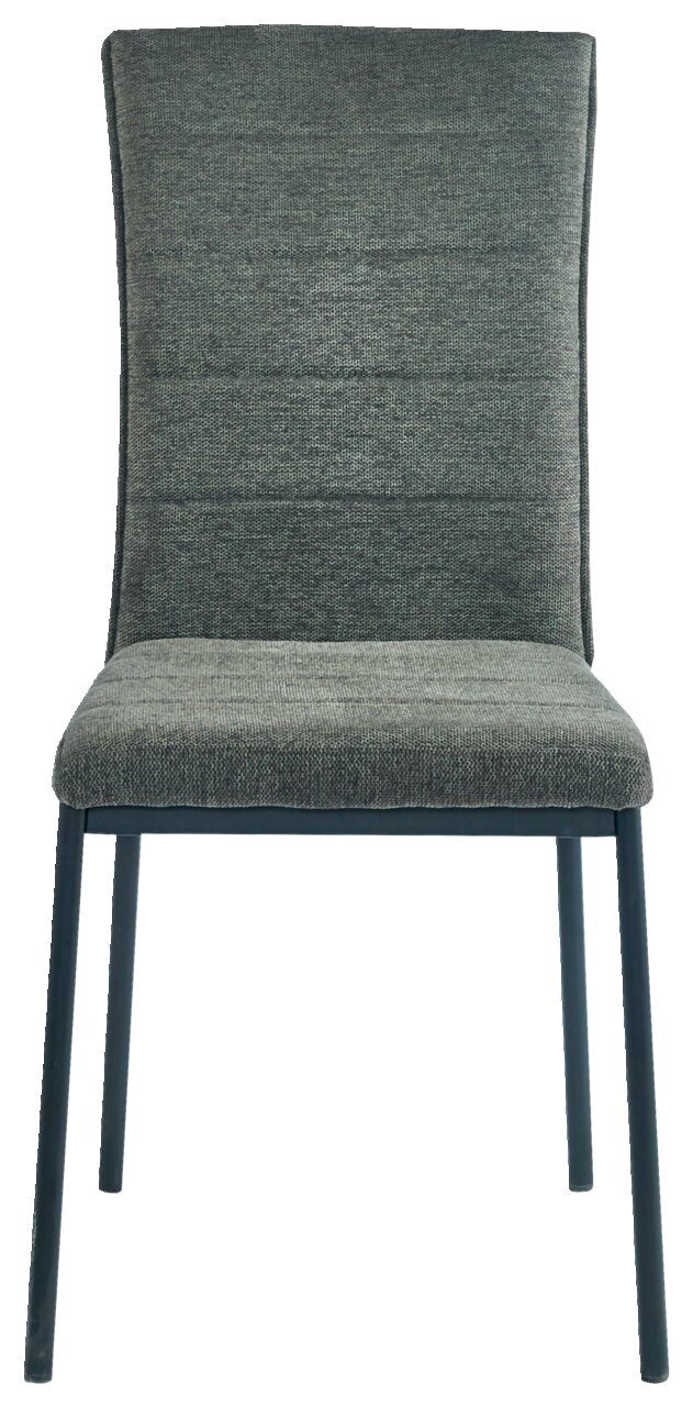 Moderner grauer Stuhl mit Stoffbezug, Vorderansicht