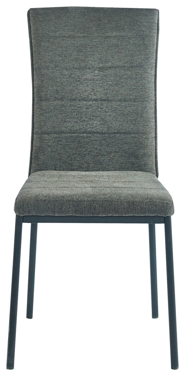 Moderner grauer Stuhl mit Stoffbezug, Vorderansicht