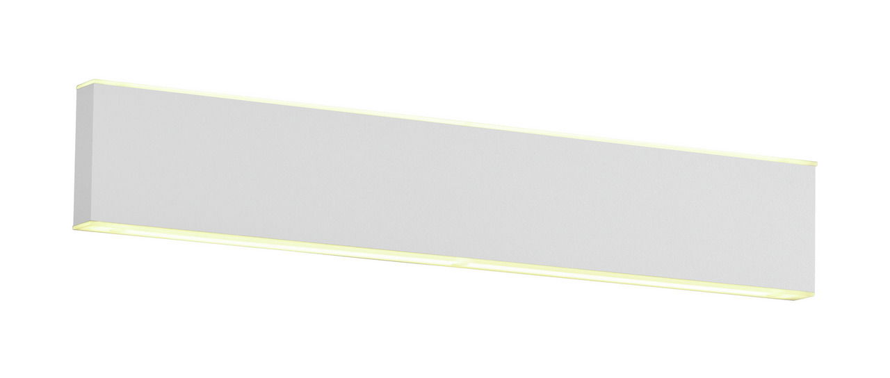 Rechteckige Akku-Wandleuchte DELTA-B in seitlicher Perspektive mit sanftem Lichtaustritt an den oberen und unteren Kanten.