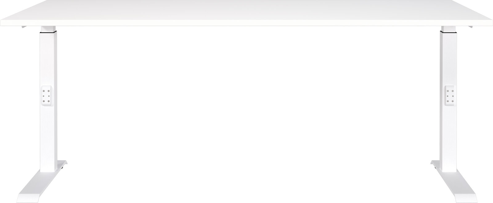 Höhenverstellbarer Schreibtisch in Weiß, Vorderansicht
