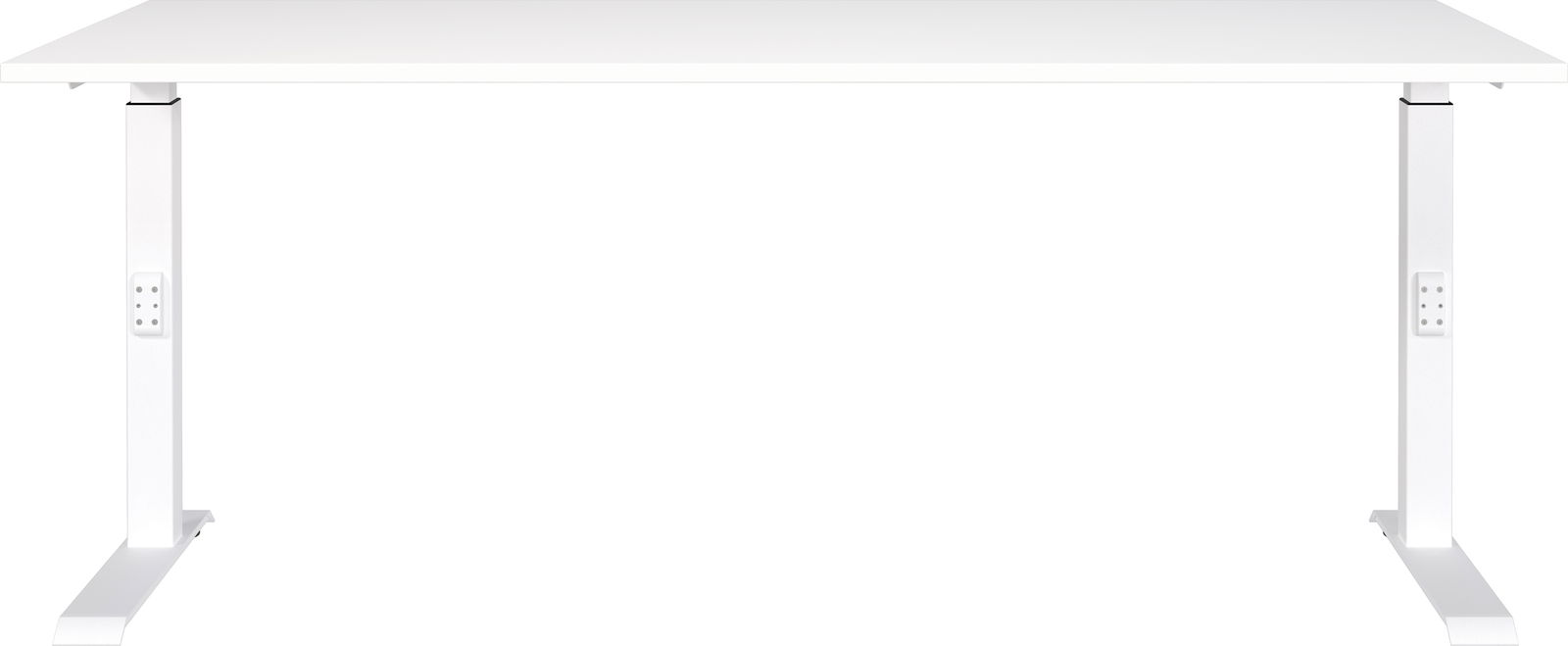 Höhenverstellbarer Schreibtisch in Weiß, Vorderansicht