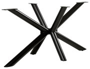 Schwarzes, modernes Tischgestell aus Metall mit fünf schräg angeordneten Beinen, seitliche Perspektive