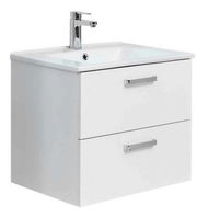 Moderner Waschtisch mit zwei Schubladen und Wasserhahn, seitliche Perspektive