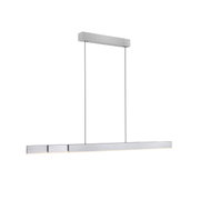 Moderne hanglamp PURE-MOTO-RISE in zijaanzicht, met een slank, rechthoekig ontwerp en een zilveren afwerking.