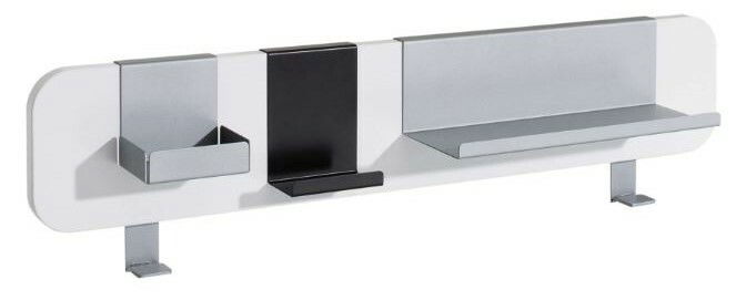 Paidi Funktionsboard DIEGO Funktionsboard V1 aus der Seitenperspektive mit mehreren Ablagen und Halterungen in modernem Design.