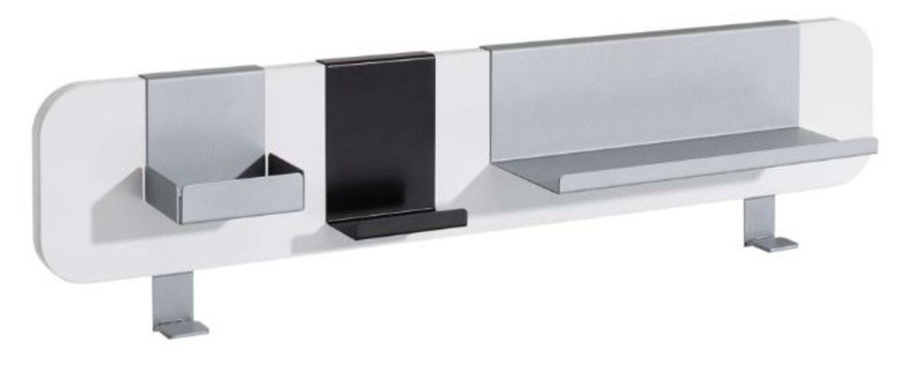 Funktionsboard V1 aus der Seitenperspektive mit mehreren Ablagen und Halterungen in modernem Design.