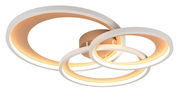 Moderne Deckenleuchte mit drei ineinander verschlungenen Ringen, seitliche Perspektive