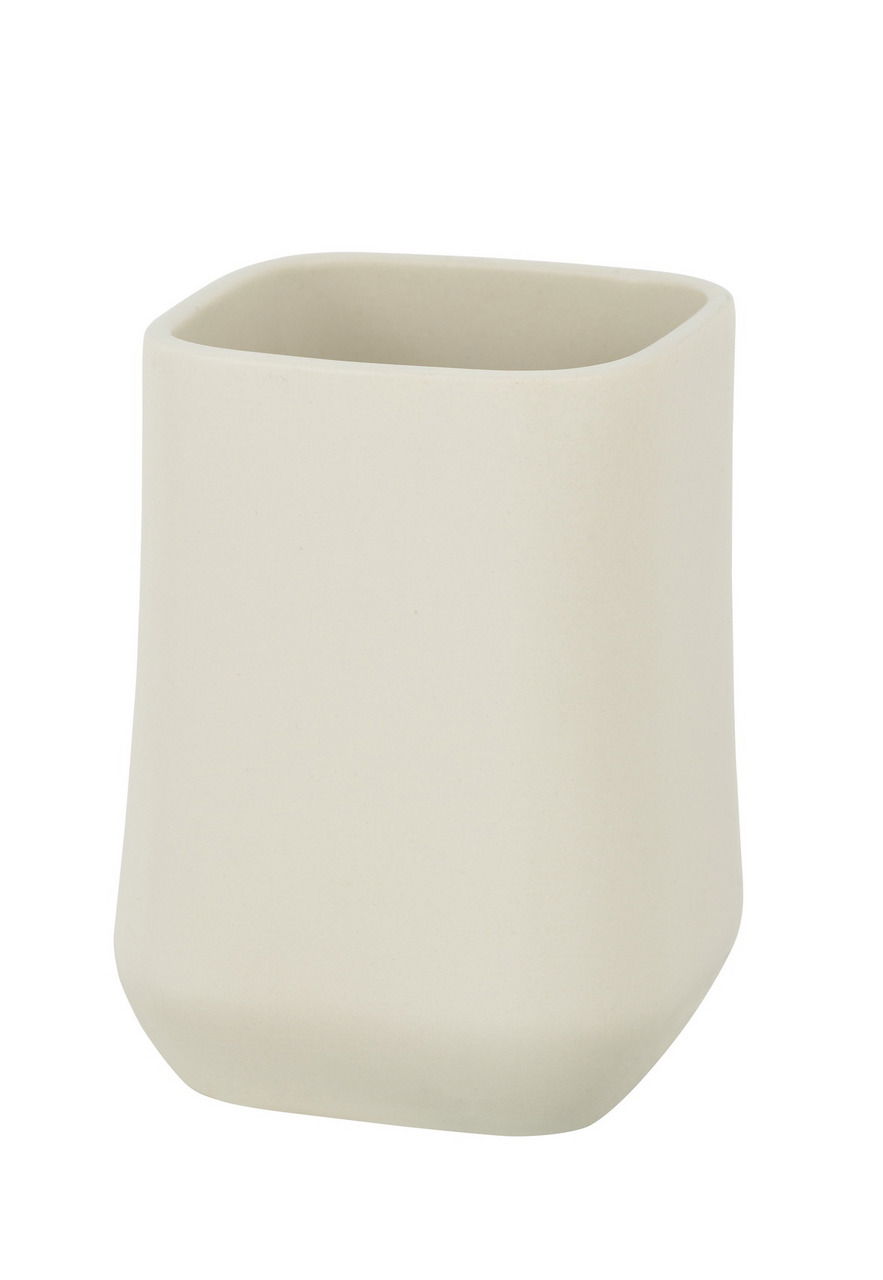 Schöner Wohnen Zahnputzbecher ADINE Keramik Zahnputzbecher Adine in cremefarbener Ausführung, seitliche Perspektive