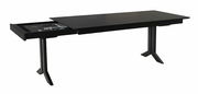 Moderner schwarzer Esstisch 220x100cm mit ausziehbarer Funktion, seitliche Perspektive