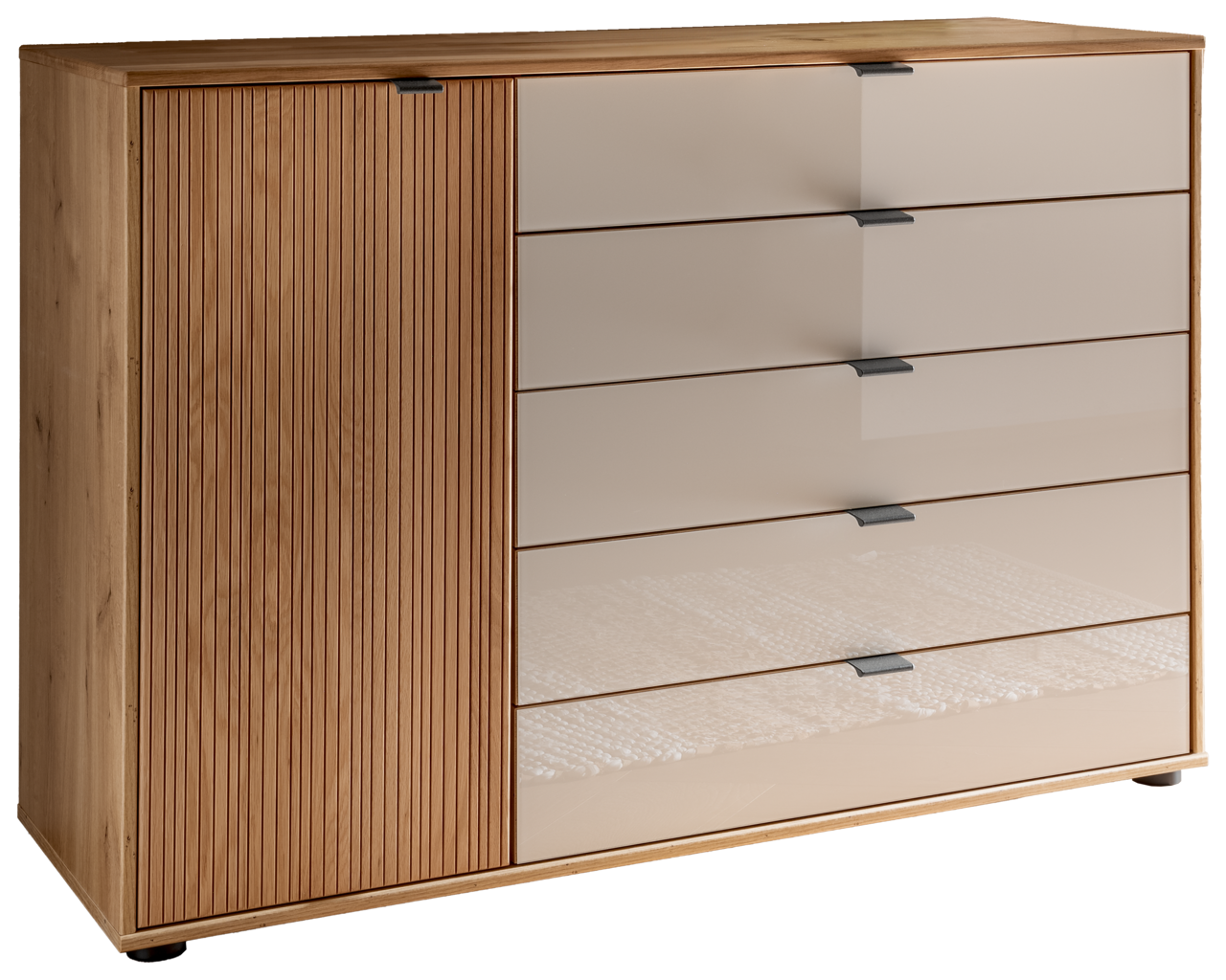 Venda Kombikommode NEW YORK Kombikommode aus Holz mit einer Tür und vier Schubladen, Frontansicht