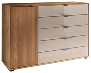 Kombikommode aus Holz mit einer Tür und vier Schubladen, Frontansicht