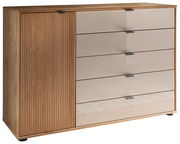Kombikommode aus Holz mit einer Tür und vier Schubladen, Frontansicht