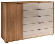 Houten ladekast met één deur en vier lades, vooraanzicht