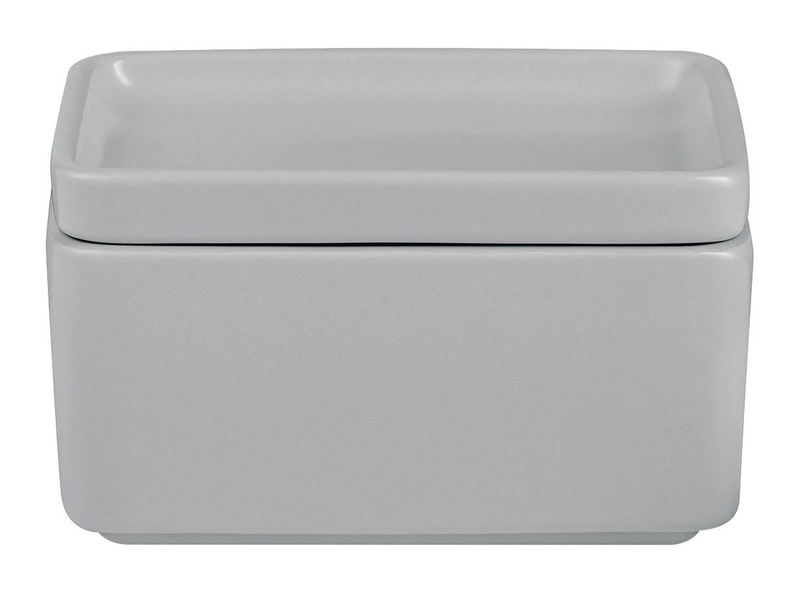 blomus Butterdose PILAR Graue Butterdose PILAR aus Keramik, rechteckig mit abgerundeten Ecken, Ansicht von vorne.
