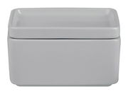 Graue Butterdose PILAR aus Keramik, rechteckig mit abgerundeten Ecken, Ansicht von vorne.