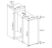 Technische Maßzeichnung eines ausziehbaren Küchenschranks/Unterschranks in isometrischer 3D-Ansicht (schräg von vorn), mit angegebenen Einbaumaßen wie 560 mm Breite, 540 mm Tiefe und Höhenangaben bis ca. 893 mm.