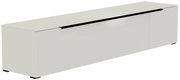 Weißes XL TV-Lowboard aus seitlicher Perspektive mit glatter Oberfläche und minimalistischem Design.
