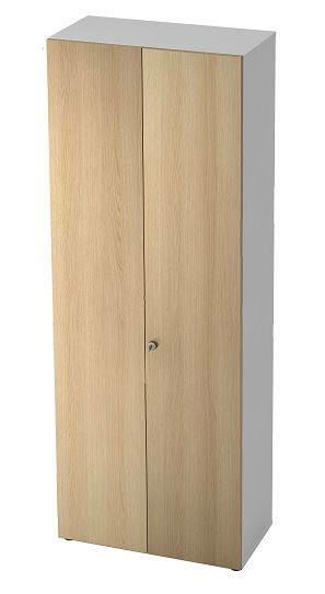 Aktenschrank aus Holz mit zwei Türen, frontal betrachtet