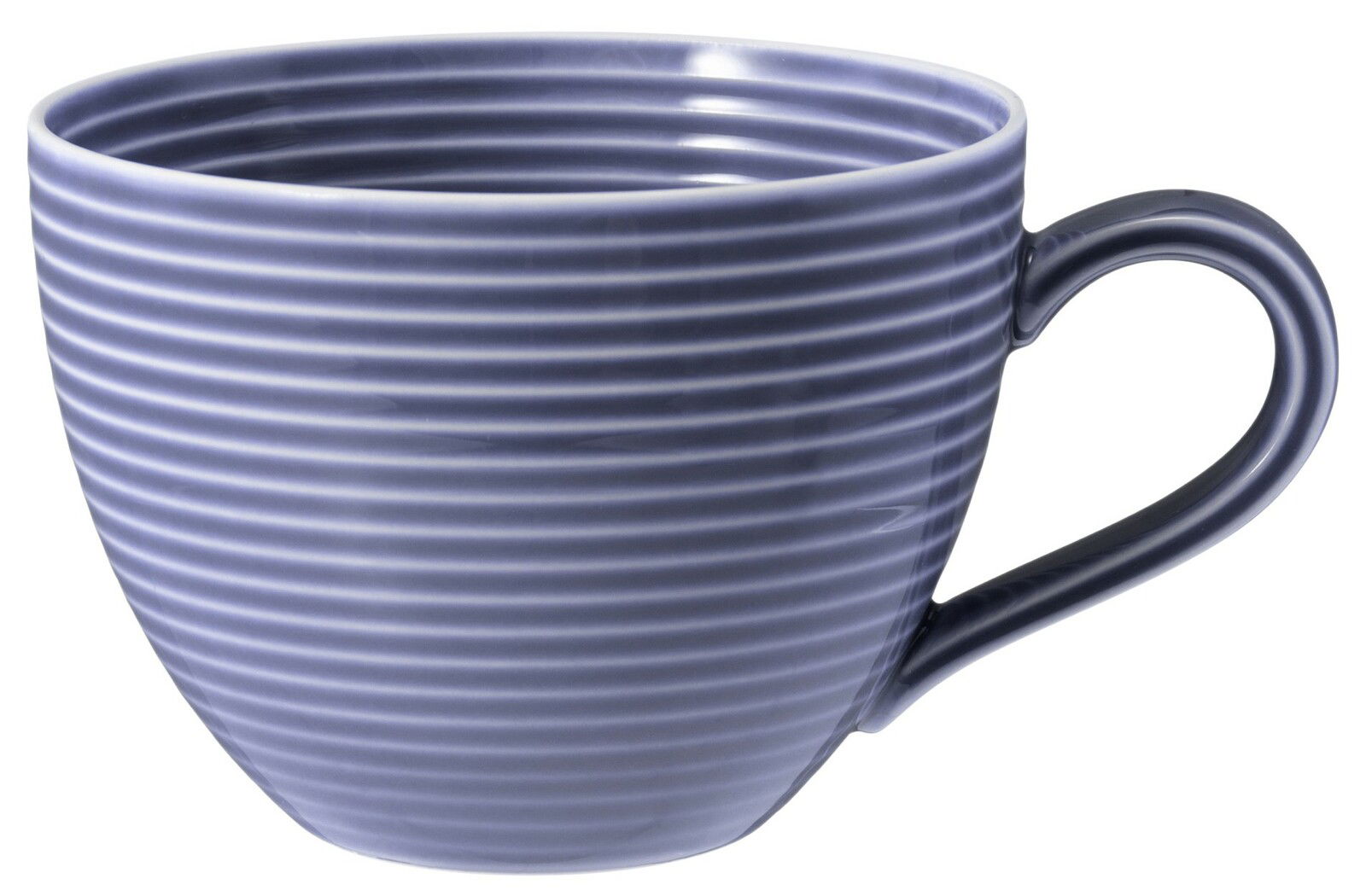 Kaffeeobertasse 0,26 l mit Reliefrillen, seitliche Perspektive