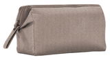 Braune Kosmetiktasche aus Stoff mit Reißverschluss, seitliche Perspektive