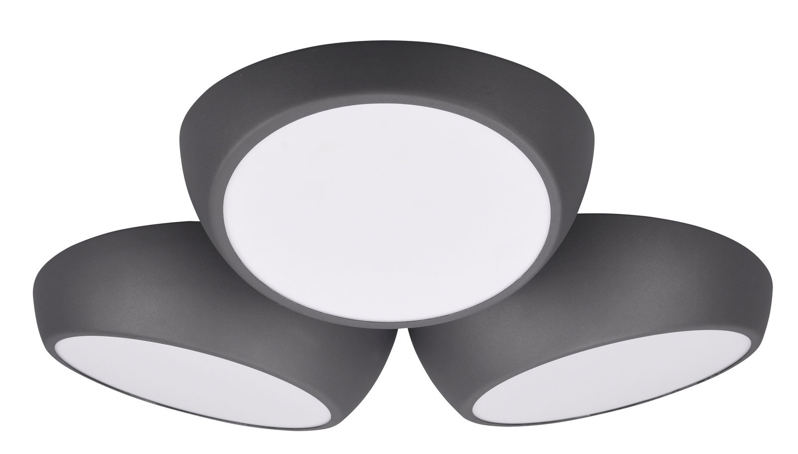 Dreifache LED-Deckenleuchte Bubbles in dunklem Gehäuse, Ansicht von unten