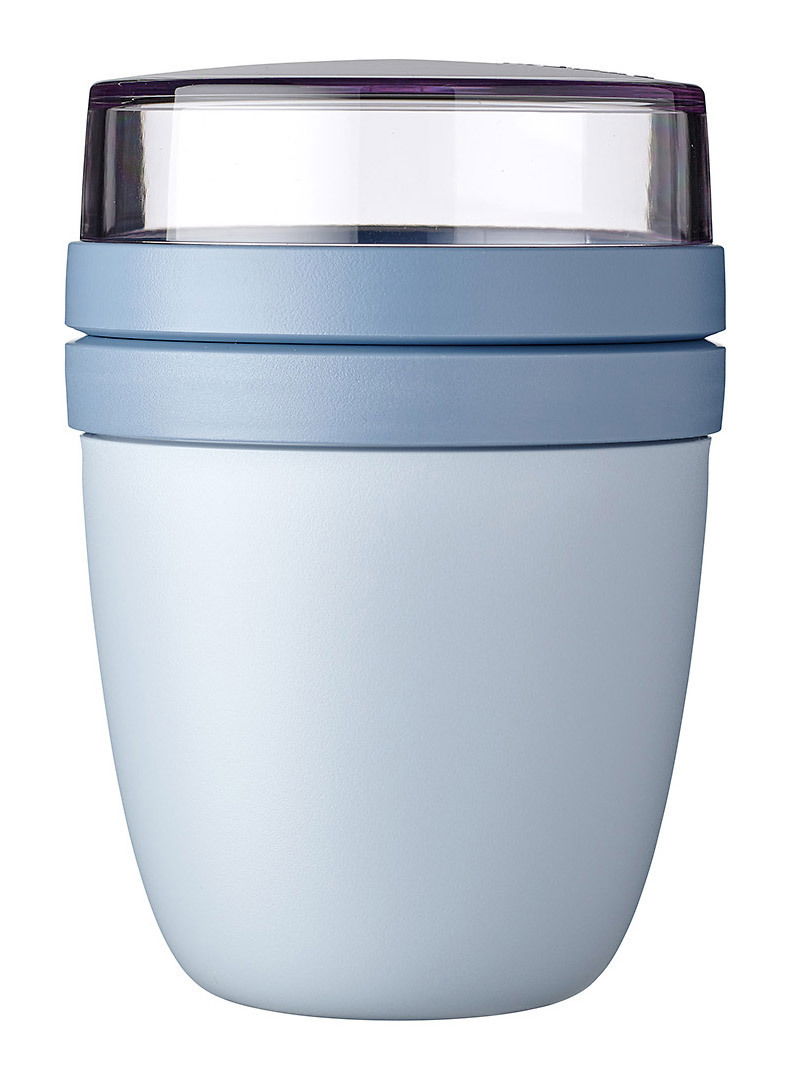 Hellblauer Lunchpot Ellipse Mini mit transparentem Deckel, Frontalansicht