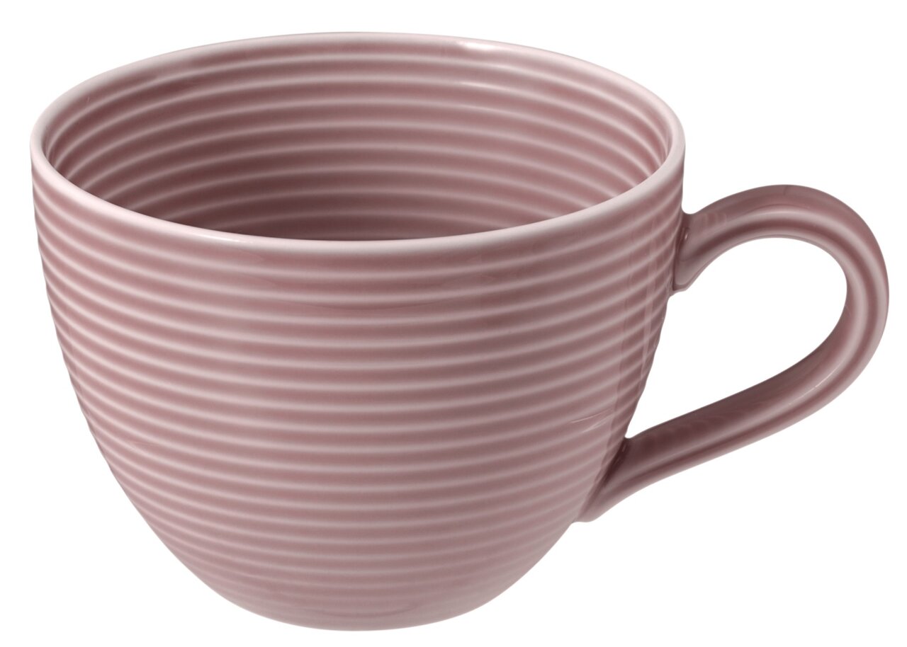 Seltmann Weiden Kaffeetasse BEAT Rosa Kaffeetasse mit horizontalen Rillen, seitliche Perspektive
