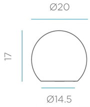 Technische Maßzeichnung eines runden Profils mit abgeflachter Unterseite, Vorderansicht; Durchmesser oben Ø20, unten Ø14,5, Höhe 17.