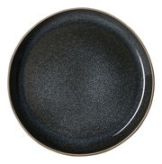 Draufsicht auf einen dunkelgrauen Platzteller mit feiner Textur, 33,5 cm Durchmesser.