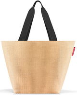 Shopper M aus Raffia in Schwarz mit schwarzen Griffen, Vorderansicht