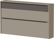 Moderner Hängeschuhschrank in Beige mit zwei Klappen, seitliche Perspektive