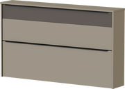 Moderner Hängeschuhschrank in Beige mit zwei Klappen, seitliche Perspektive