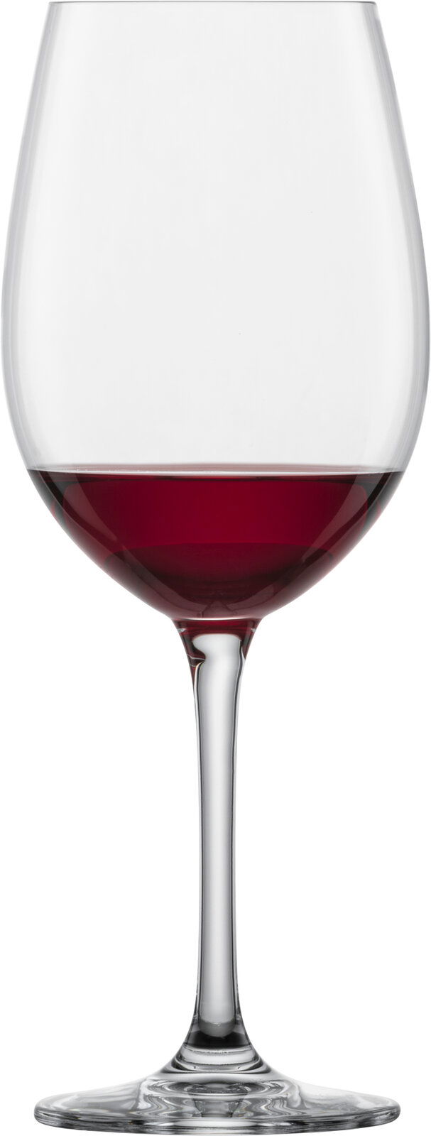 SCHOTT ZWIESEL Bordeauxglas CLASSICO Bordeaux Rotweinglas Classico mit rotem Wein gefüllt, seitliche Ansicht