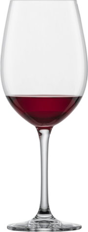Bordeaux Rotweinglas Classico mit rotem Wein gefüllt, seitliche Ansicht