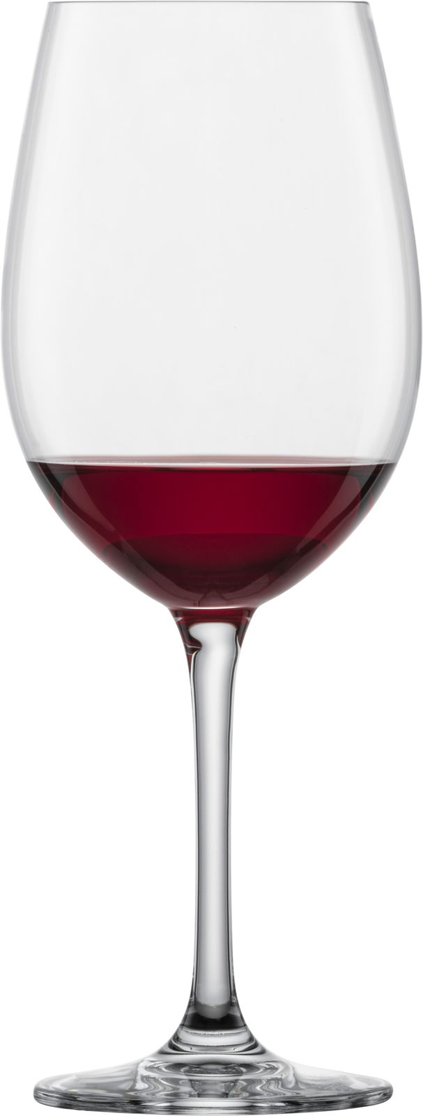 Bordeaux Rotweinglas Classico mit rotem Wein gefüllt, seitliche Ansicht