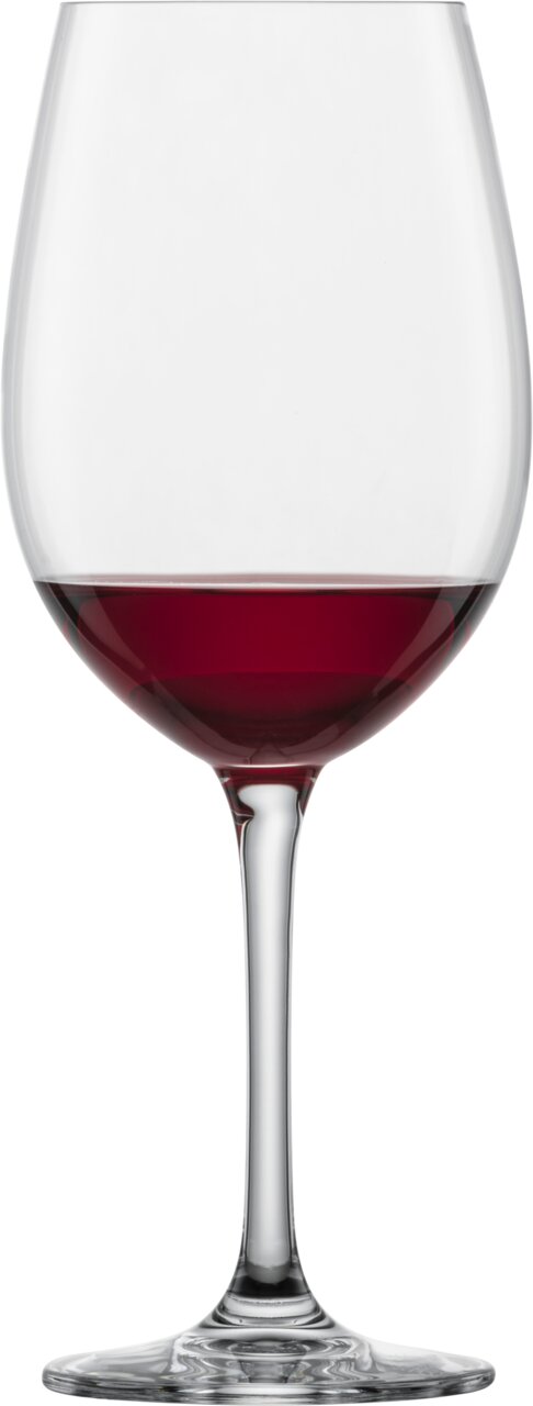 Bordeaux Rotweinglas Classico mit rotem Wein gefüllt, seitliche Ansicht
