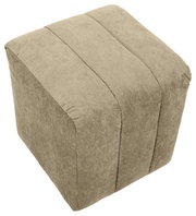 Hocker aus Stoff in Beige, perspektivisch von oben fotografiert