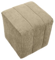 Hocker aus Stoff in Beige, perspektivisch von oben fotografiert