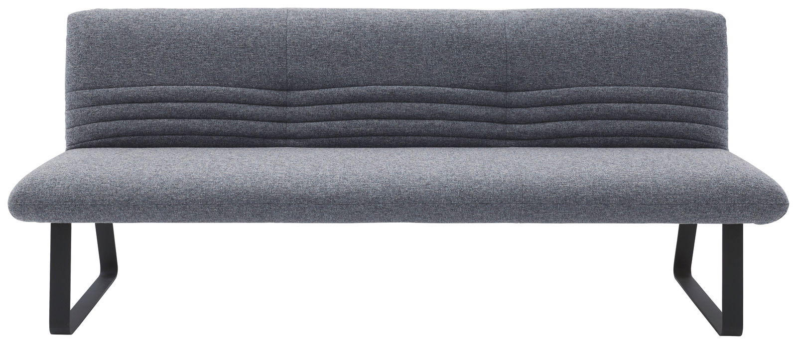 Graue Sitzbank mit modernem Design, frontal betrachtet