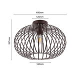 Moderne Deckenleuchte mit braunem Drahtkäfig-Design, seitliche Perspektive