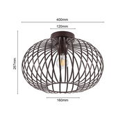 Moderne Deckenleuchte mit braunem Drahtkäfig-Design, seitliche Perspektive