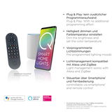 Pendelleuchte Q-ROTATE mit Fernbedienung und Smartphone-Steuerung, kompatibel mit Alexa und ZigBee, seitliche Perspektive