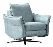 Grauer Relaxsessel mit drehbarem Fuß, seitliche Perspektive