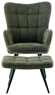 Grüner Sessel mit Hocker, Vorderansicht