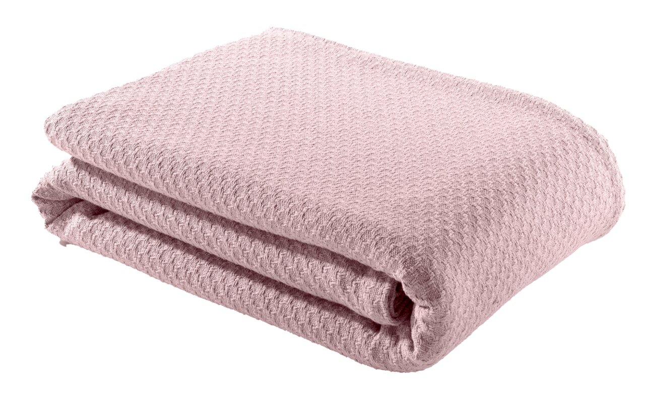 Linneweber Sprei SUMMER Gevouwen roze sprei met een gestructureerd oppervlak, zijaanzicht