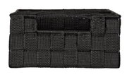 Schwarzer Badorganizer Adria mit Griff, aus geflochtenem Material, Vorderansicht