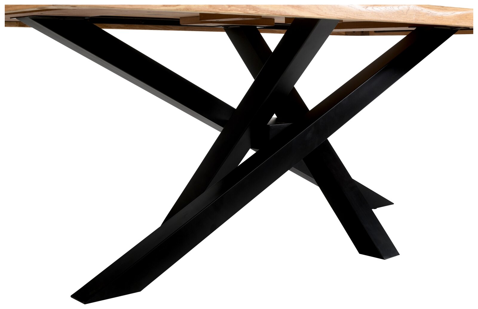 Landscape Esstisch DOMINO Moderner Esstisch mit schwarzem Metallgestell in X-Form, seitliche Perspektive