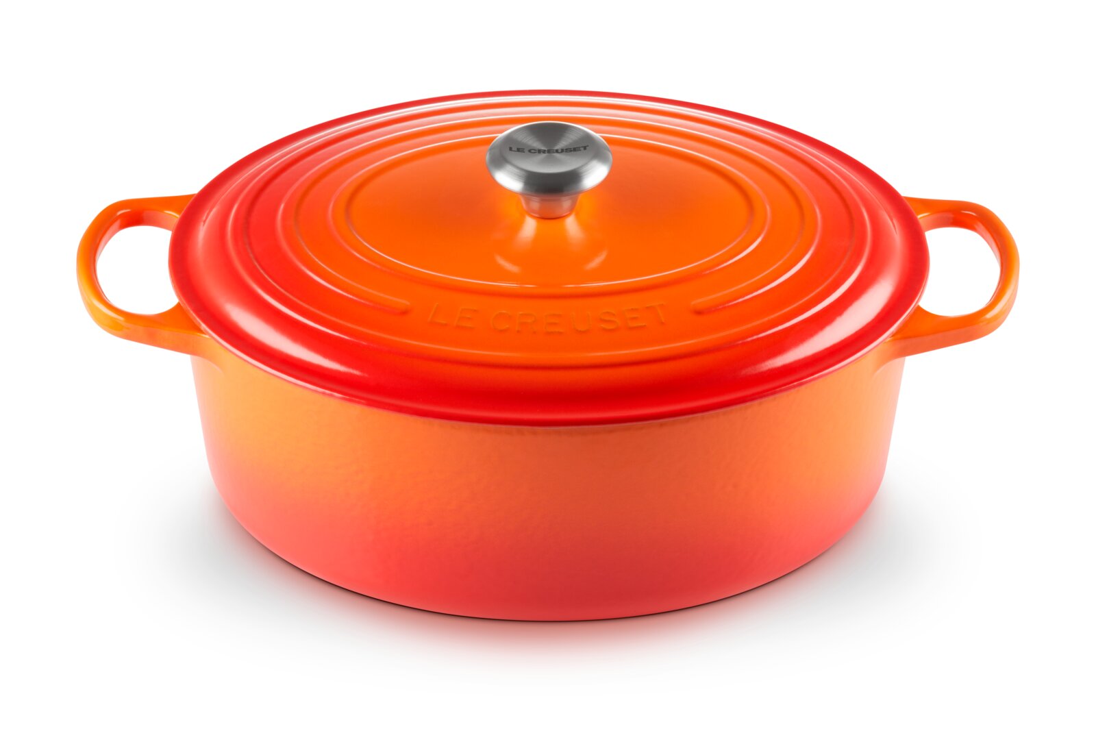 Ovaler Bräter in Ofenrot von Le Creuset, Draufsicht