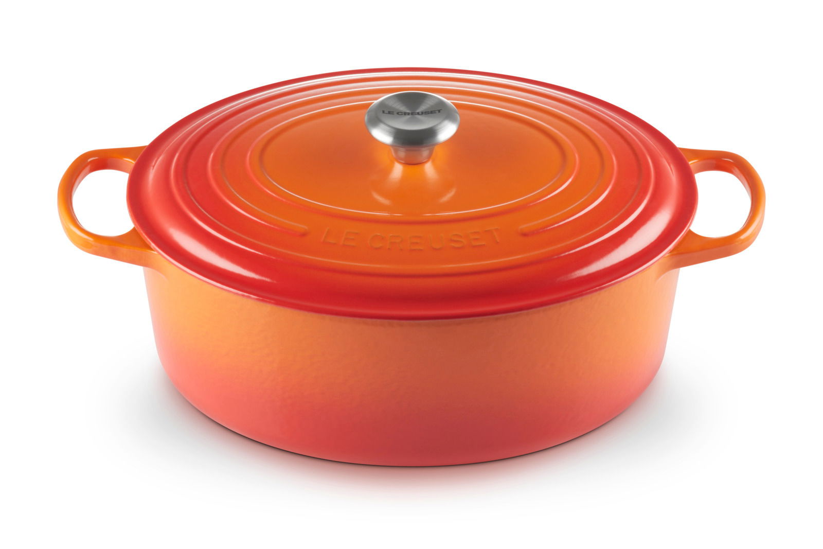 Ovaler Bräter in Ofenrot von Le Creuset, Draufsicht