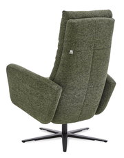 Rückansicht eines grünen Relax-Sessels mit schwarzem Drehfuß